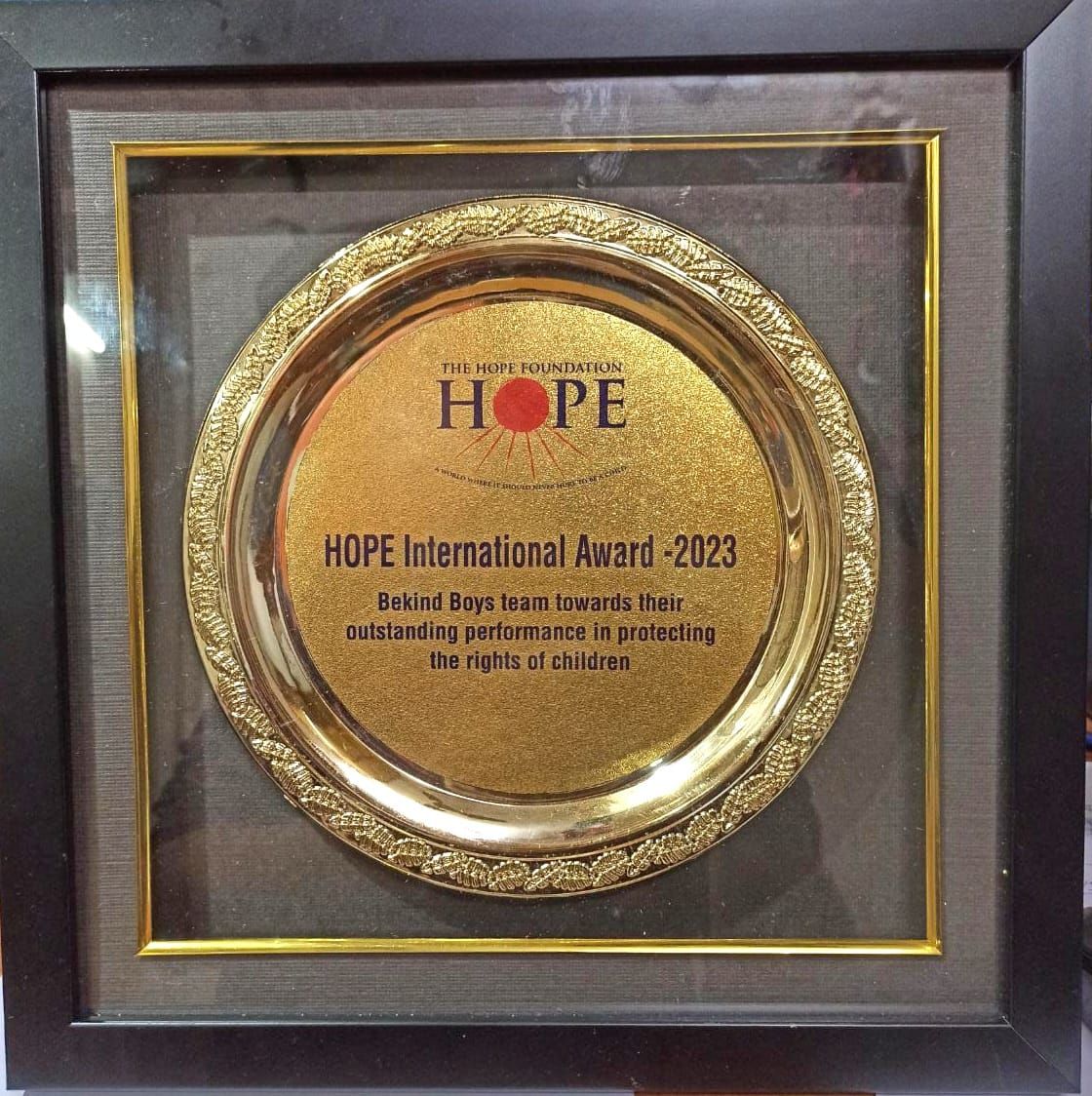 And the Hope International Award 2023 goes to the Bekind Boys team