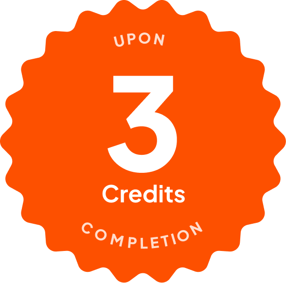 Blue badge with text: 