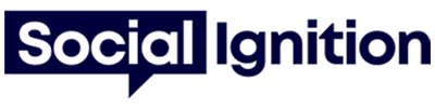 The Social Ignition logo: white text on a blue speech bubble.