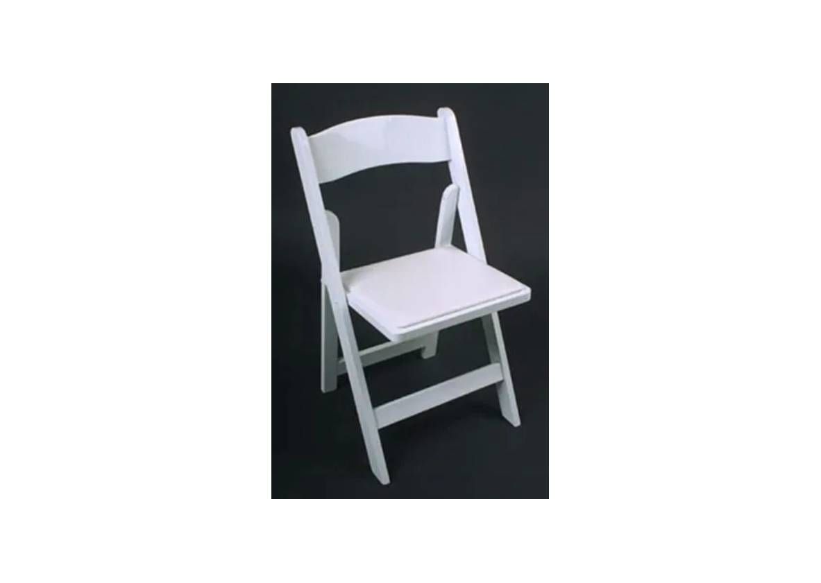 White folding chair on a dark background