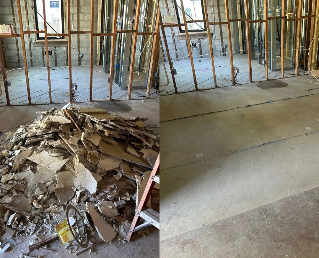 A before and after picture of a room being remodeled