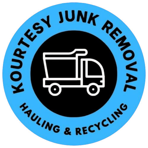 A logo for courtesy junk removal hauling and recycling