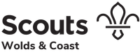 A black and white logo for scouts wolds and coast scouts