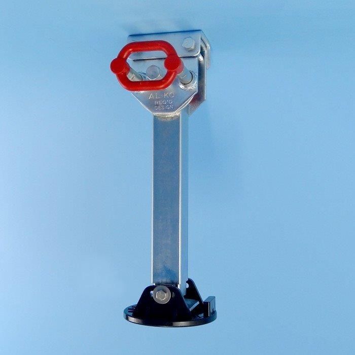 Silver Trailer Jack With A Red Handle, Black Base — Caravan Experts In The Charters Towers Region, QLD