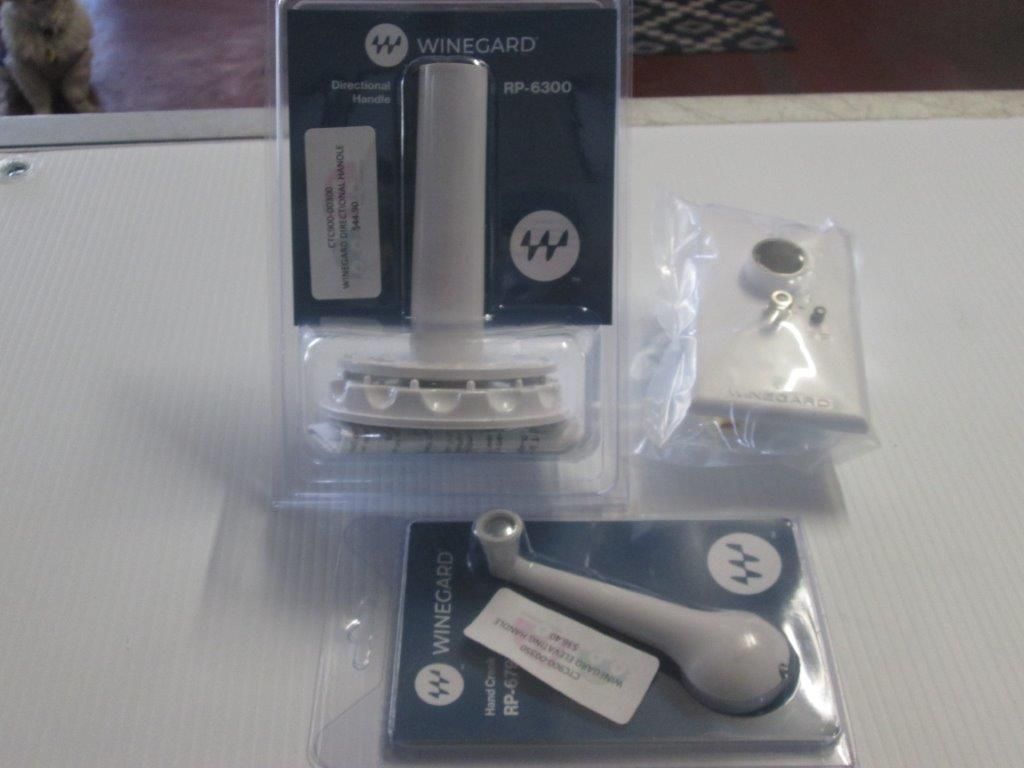 White Wincard Window Hardware Pieces In Original Packaging — Caravan Experts In The Charters Towers Region, QLD