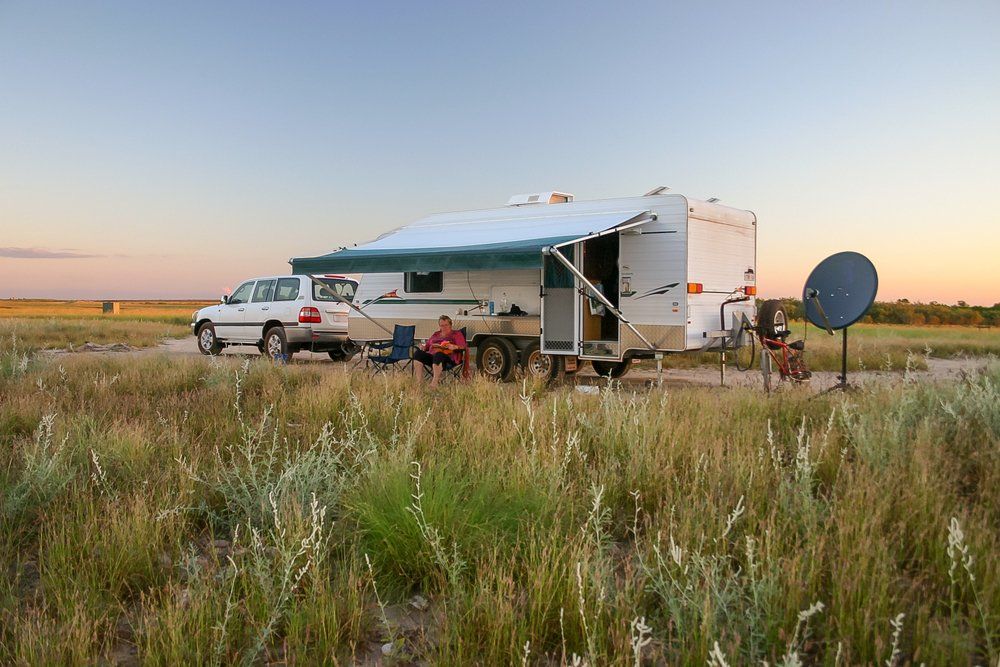 Caravan Parked with Open Awning — Caravan Experts In The Charters Towers Region, QLD