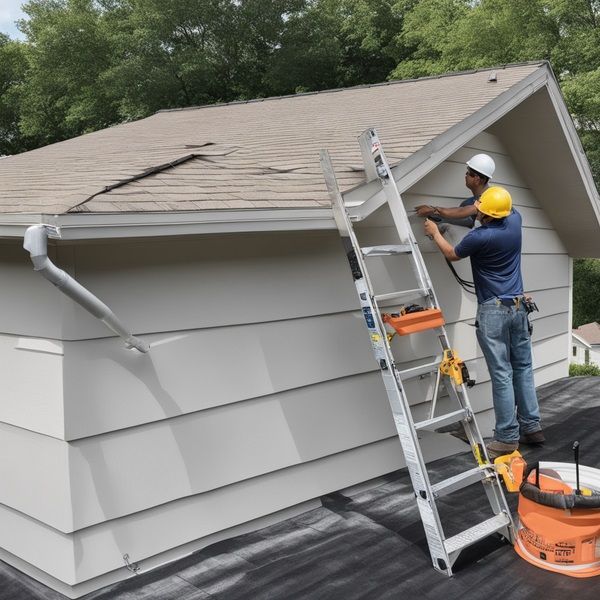 Roofing contractor installing asphalt shingles with a pneumatic nail gun