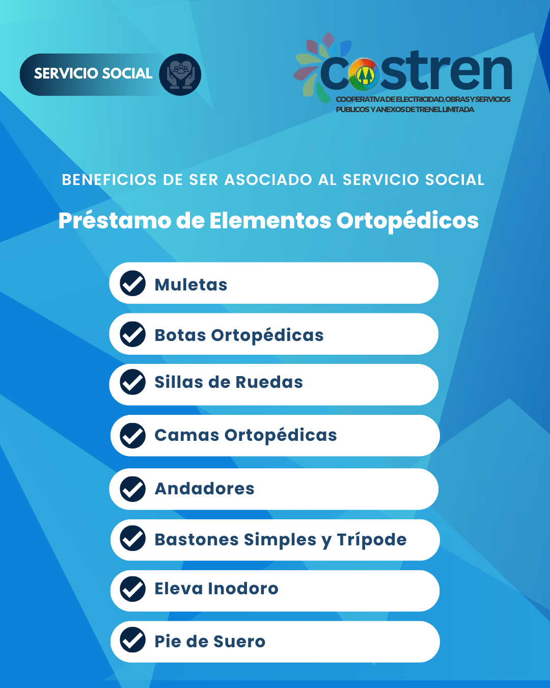 Cartel que enumera los beneficios del servicio social