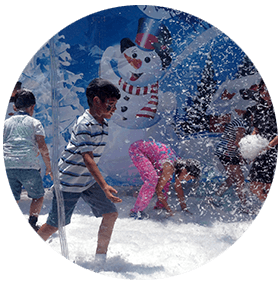 Children playing with snow
