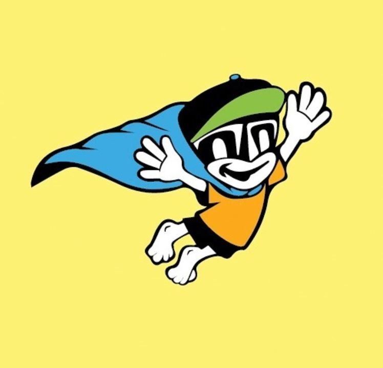 cartoon showing a boy flying