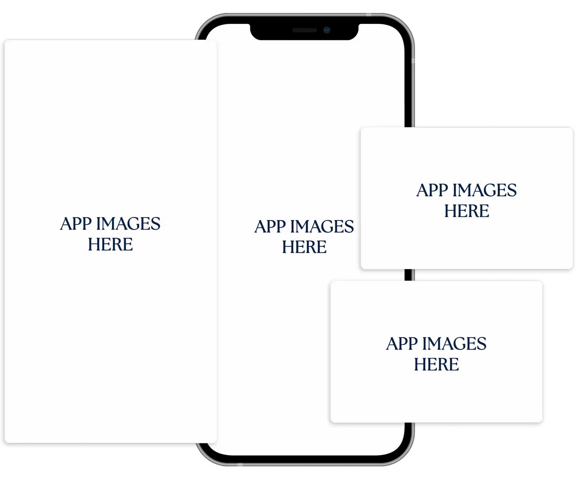 Smartphone with four white panels labeled