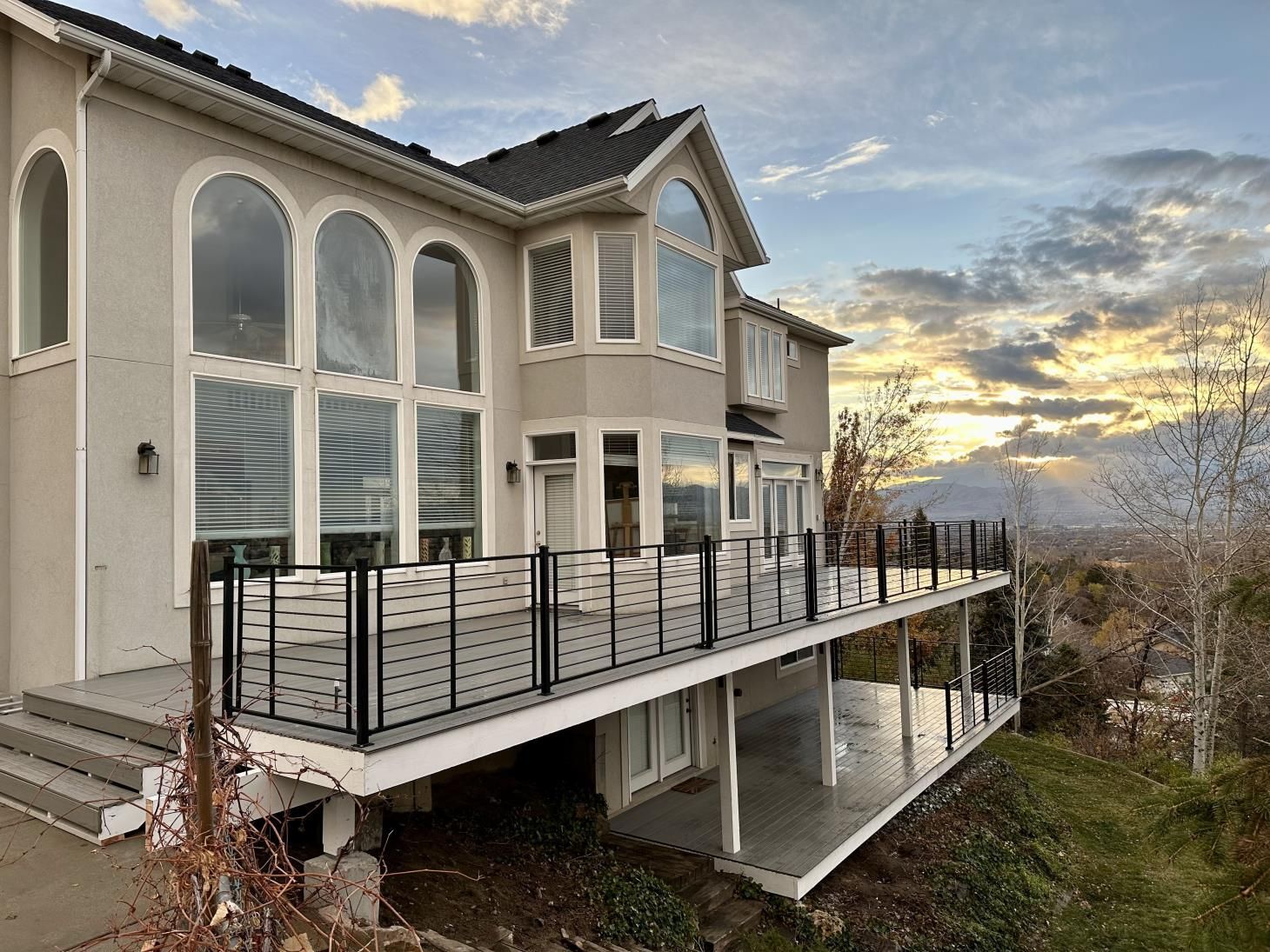 a large house with a balcony on the side of it .