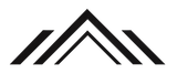 Un logo noir et blanc de trois triangles sur fond blanc.