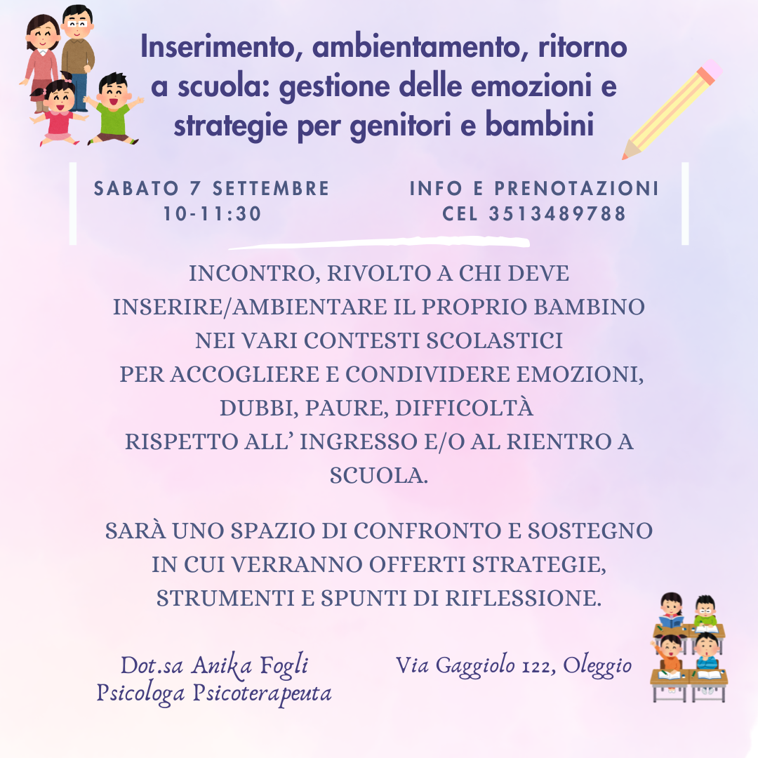 consigli della psicologa per genitori e figli su ambientamento e rientro a scuola