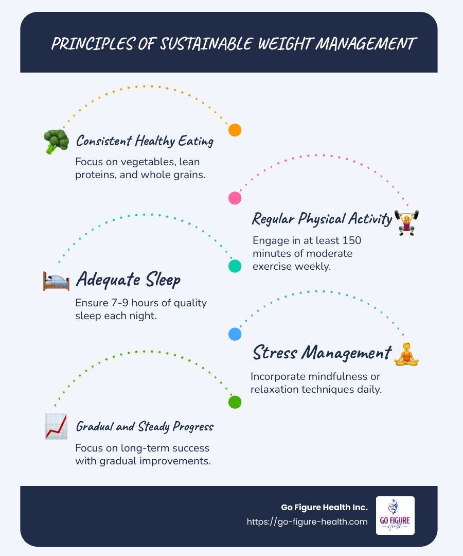 Infographic on Sustainable Weight Management Principles - sustainable weight management infographic infographic-line-5-steps-blues-accent_colors