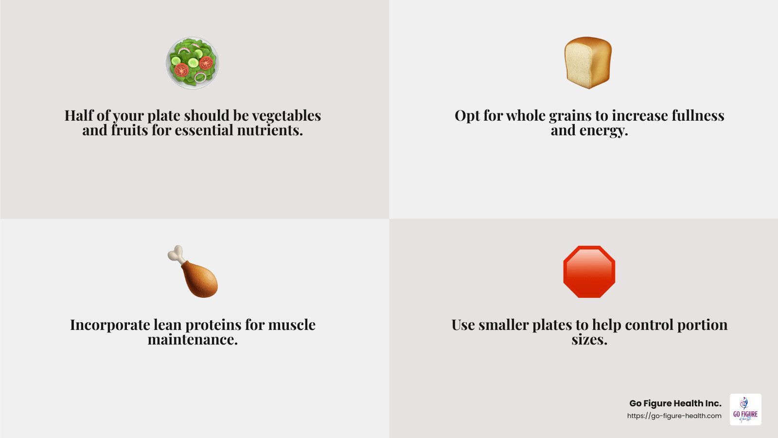 Portion control helps reduce calorie intake and supports weight loss. - effective 30 day weight loss plan infographic 4_facts_emoji_grey
