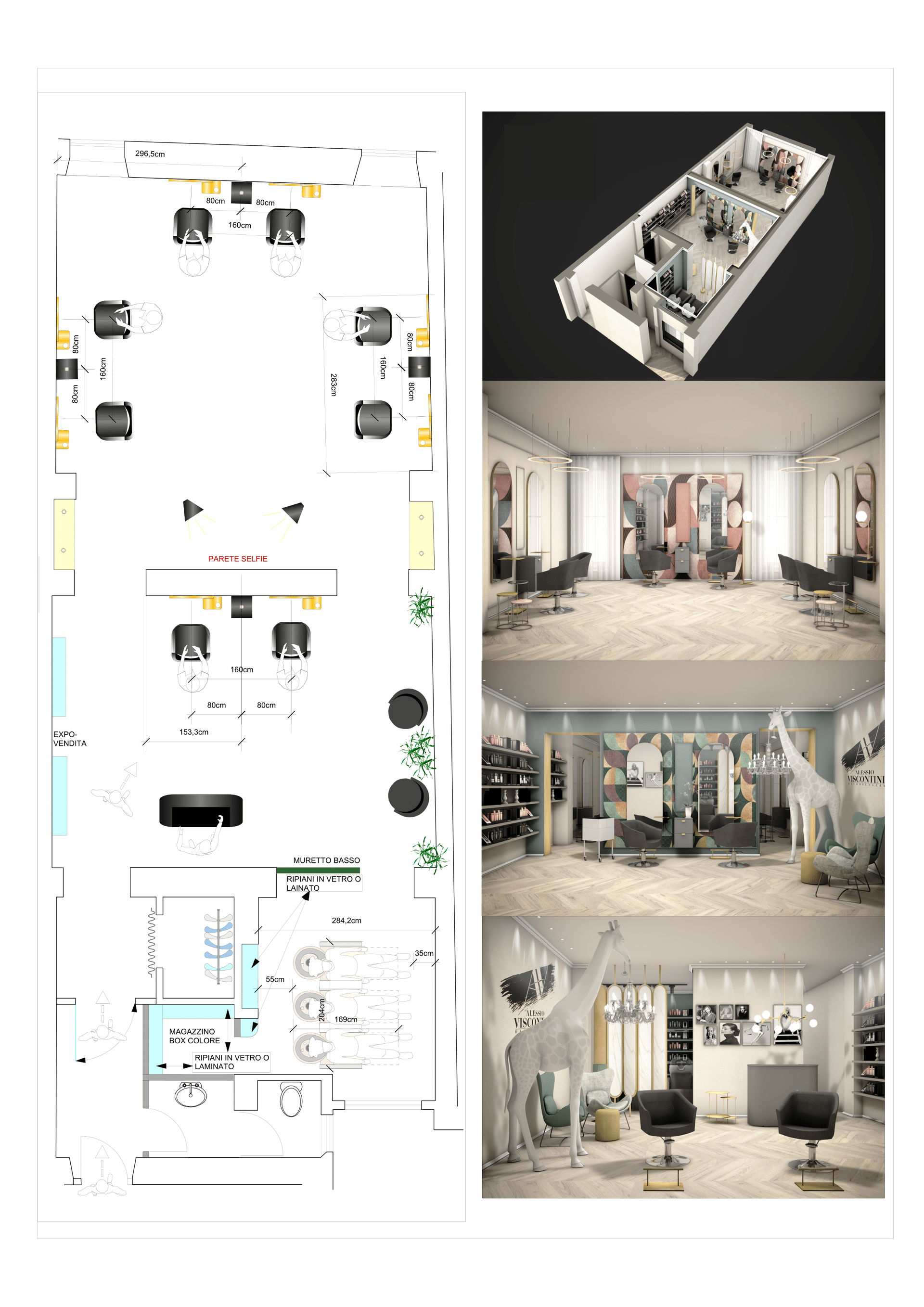 progettazione interni di parrucchieri