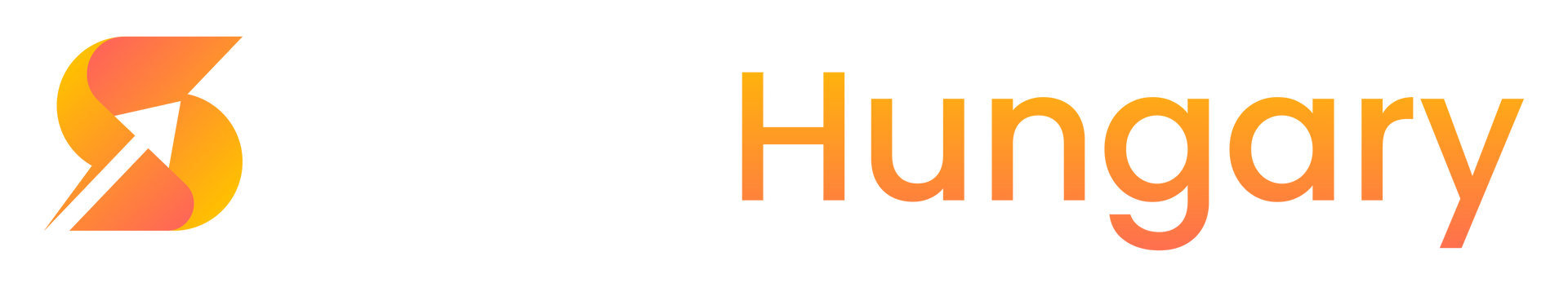 Logo of Hungary. A stylized orange S with an upward arrow to the left, 