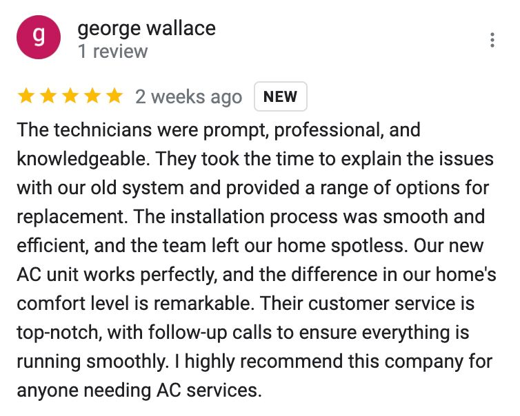 George wallace wrote a review for a company called ac services