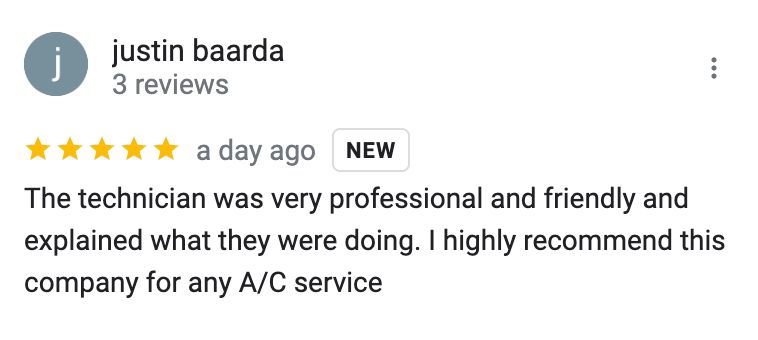 The technician was very professional and friendly and explained what they were doing.