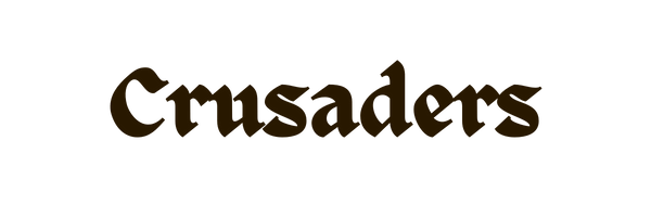 The word crusaders is written in black on a white background.