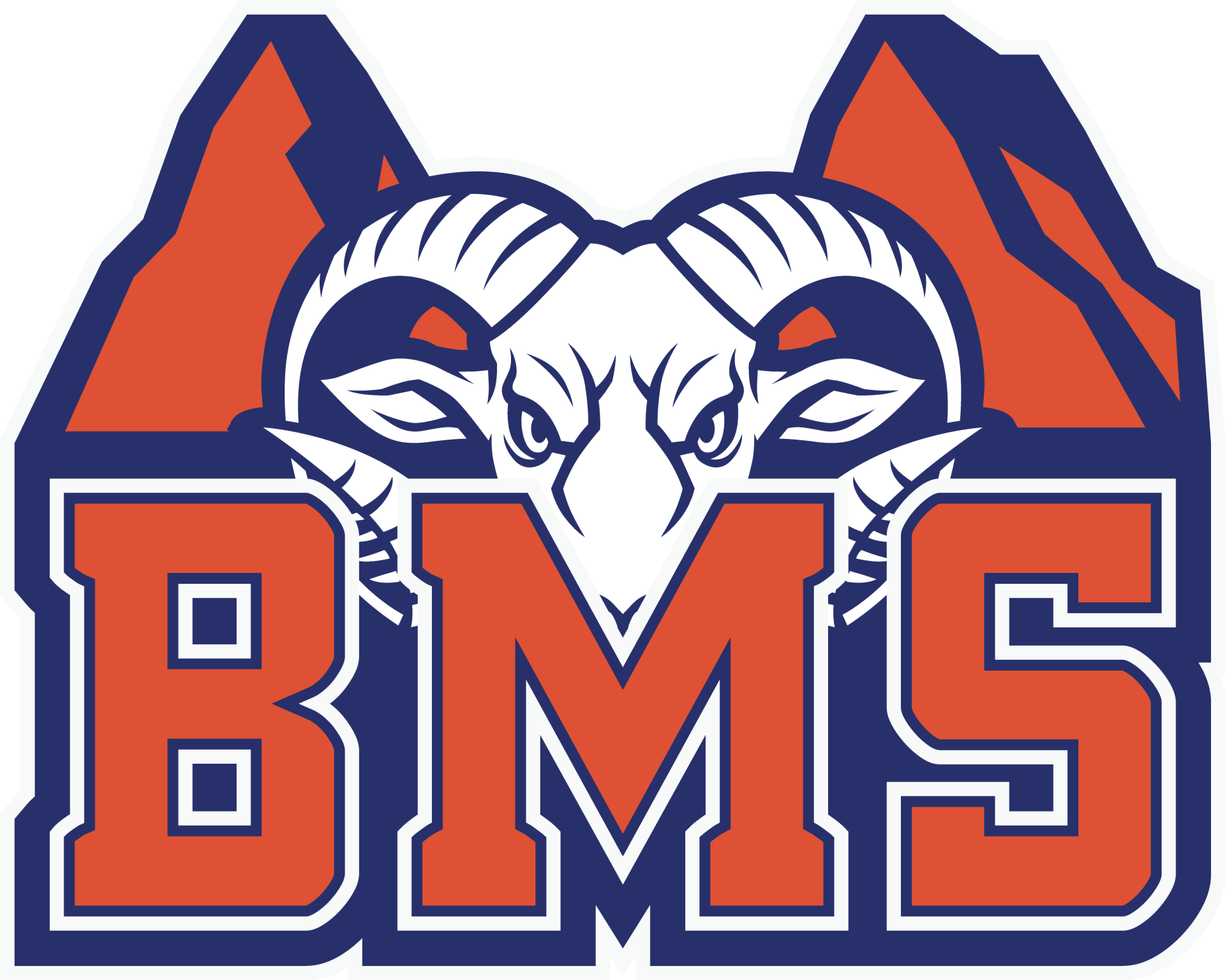 A logo for a school with a ram head and the word bms.