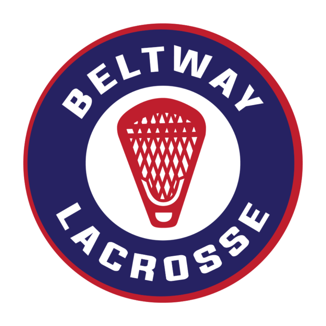 A logo for beltway lacrosse with a skyline of washington d.c.