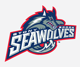 A logo for the tony brook seawolves with a wolf on it
