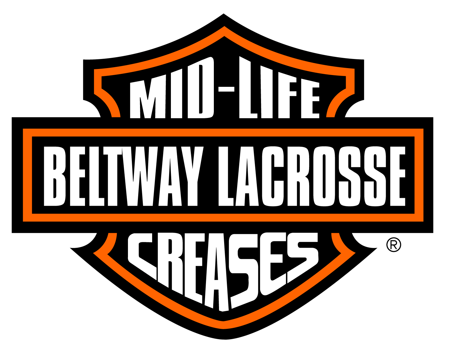 The logo for mid-life beltway lacrosse greases is a harley davidson logo.