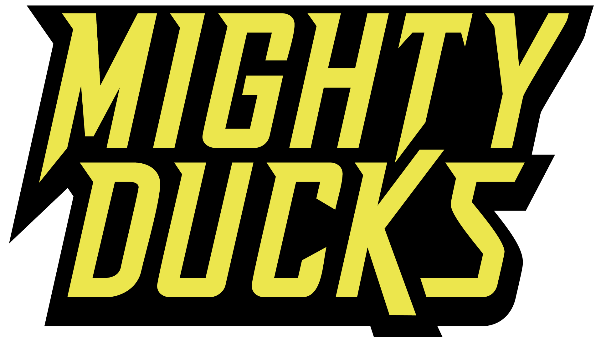 A black and yellow logo for the mighty ducks