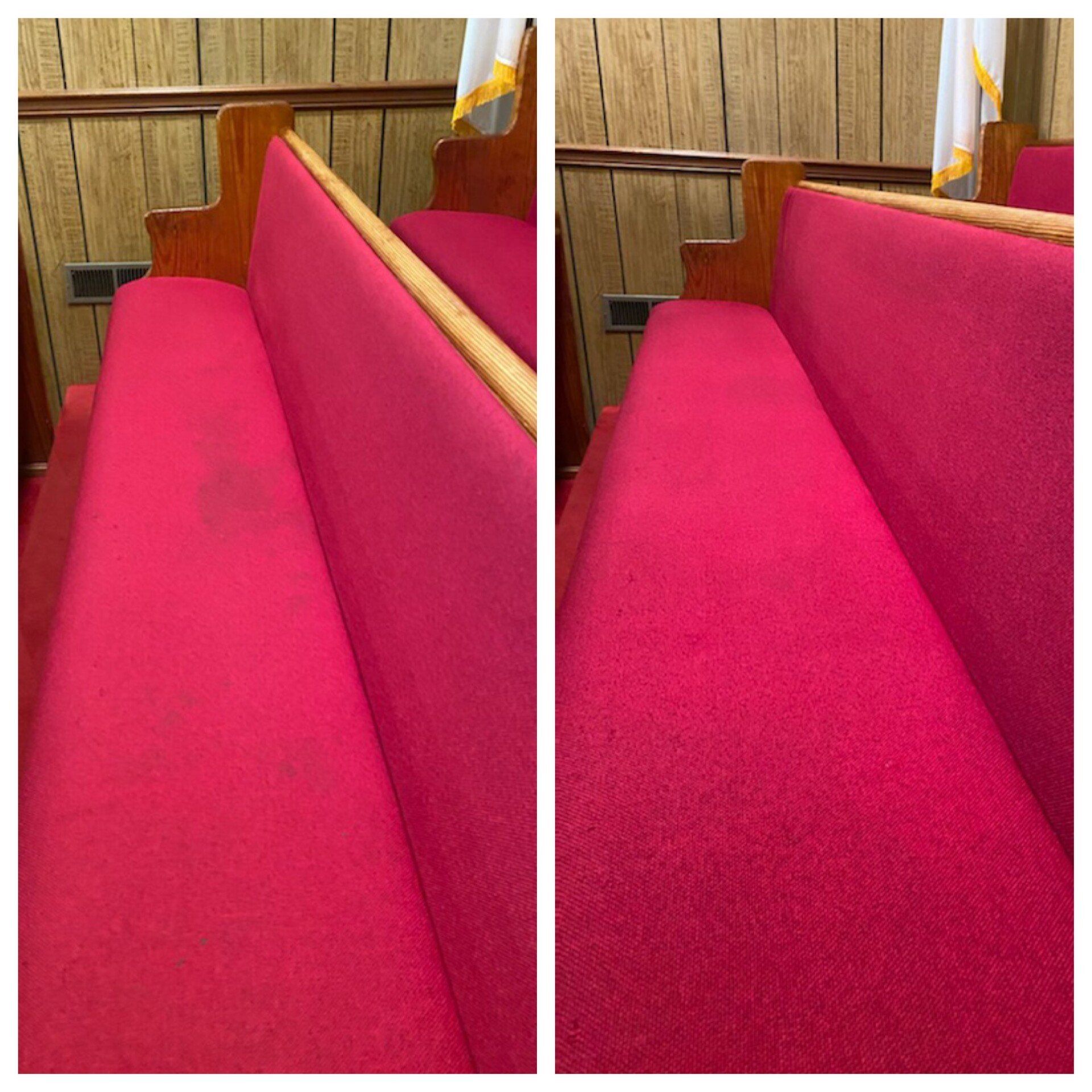 Church pew cleaning, church seat cleaning