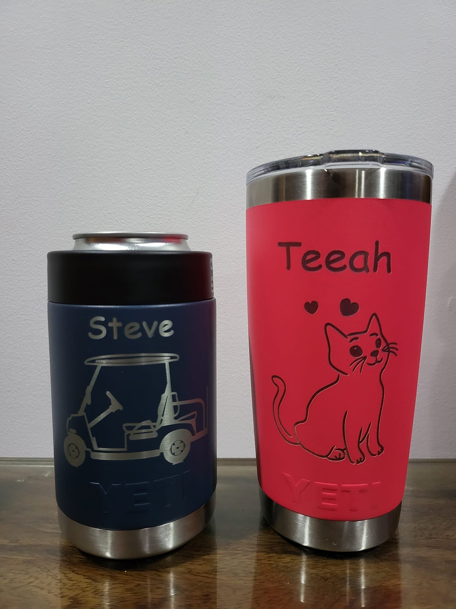 Two Tumblers with the Names Steve and Teeah — Ace Wholesale Trophies & Engraving In Moranbah, QLD