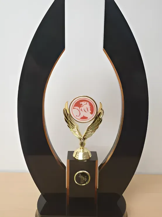 A Black Trophy with a Gold Eagle on Top of It — Ace Wholesale Trophies & Engraving In Proserpine, QLD