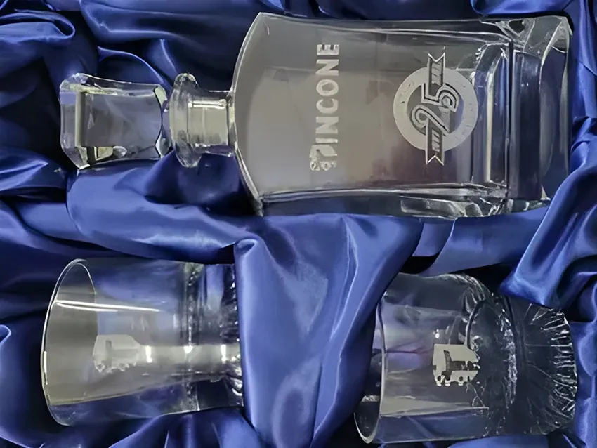 Two Glasses Are Engraved with the Name Pincone — Ace Wholesale Trophies & Engraving In Airlie Beach, QLD