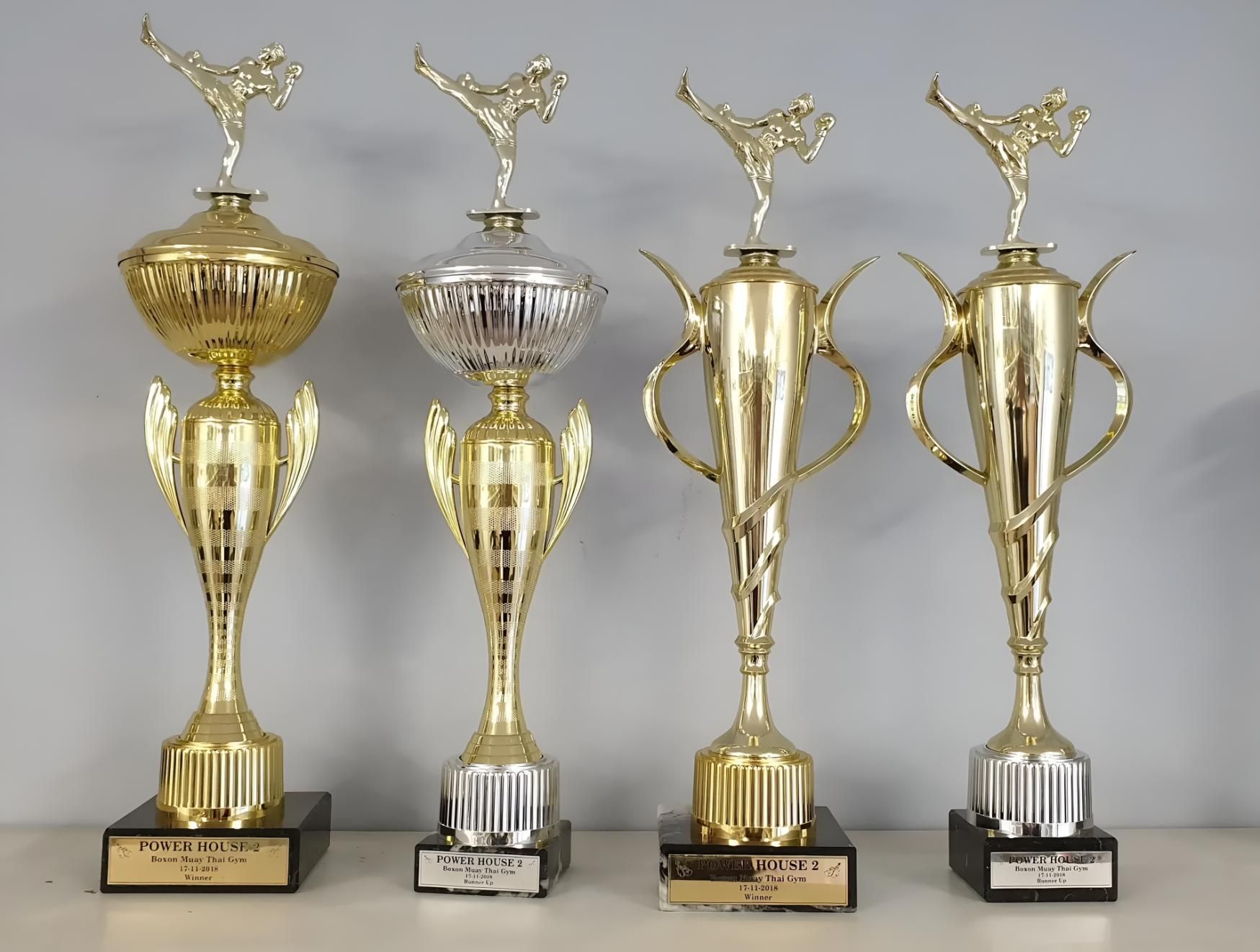 Trophies Are Lined Up On A Table — Ace Wholesale Trophies & Engraving In Bakers Creek, QLD