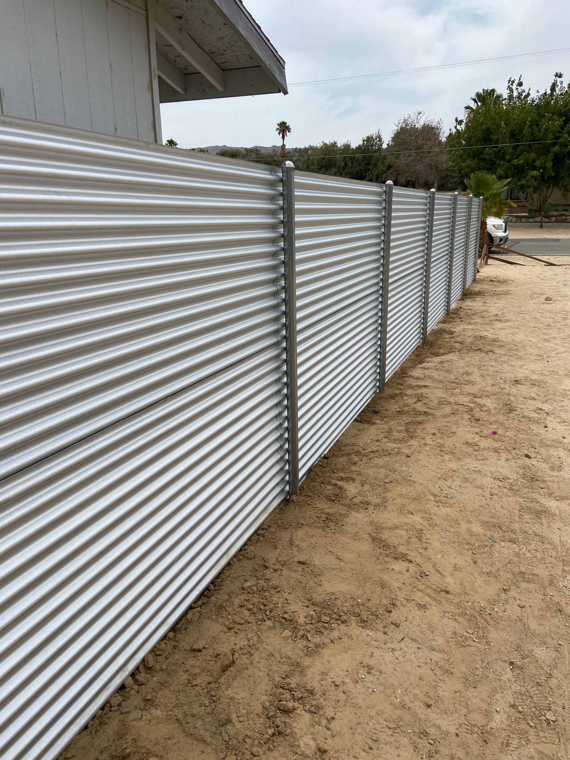 White Corrugated Metal Fence - Perris, CA - Good Fence