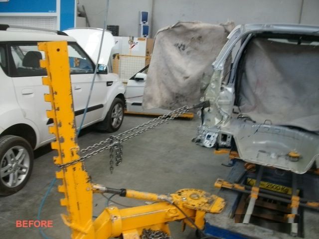 A before picture of a car being worked on