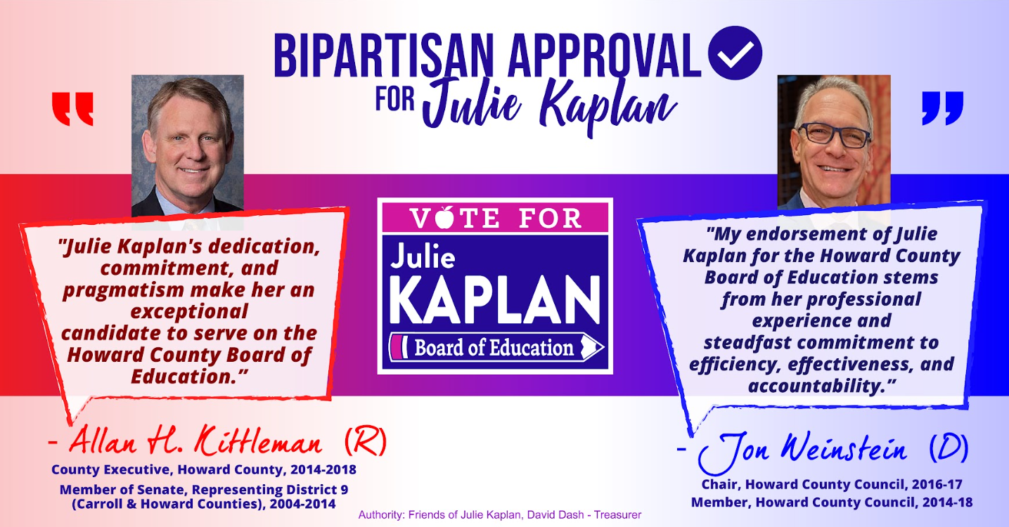 A poster that says bipartisan approval for julie kaplan