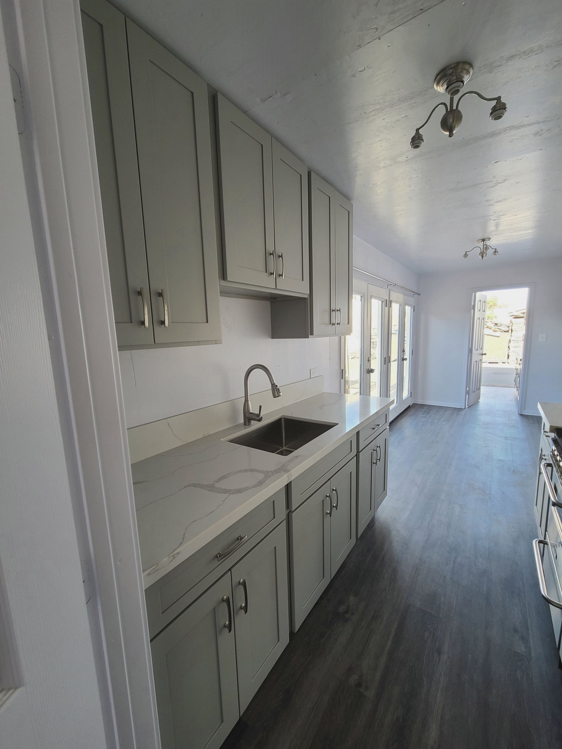 Interior kitchen of a custom shipping container office