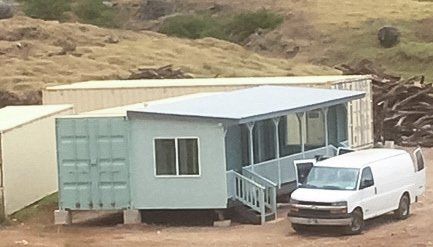 40 ft Custom Shipping Container Space with exterior decking and roof