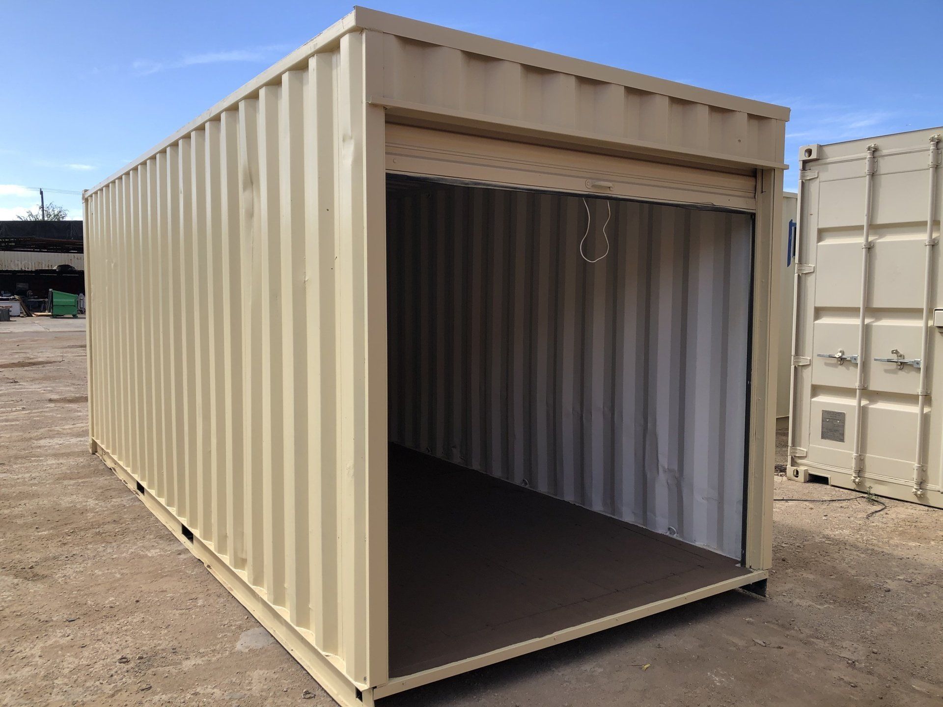 20' Refurbished Shipping Container with rollup door open