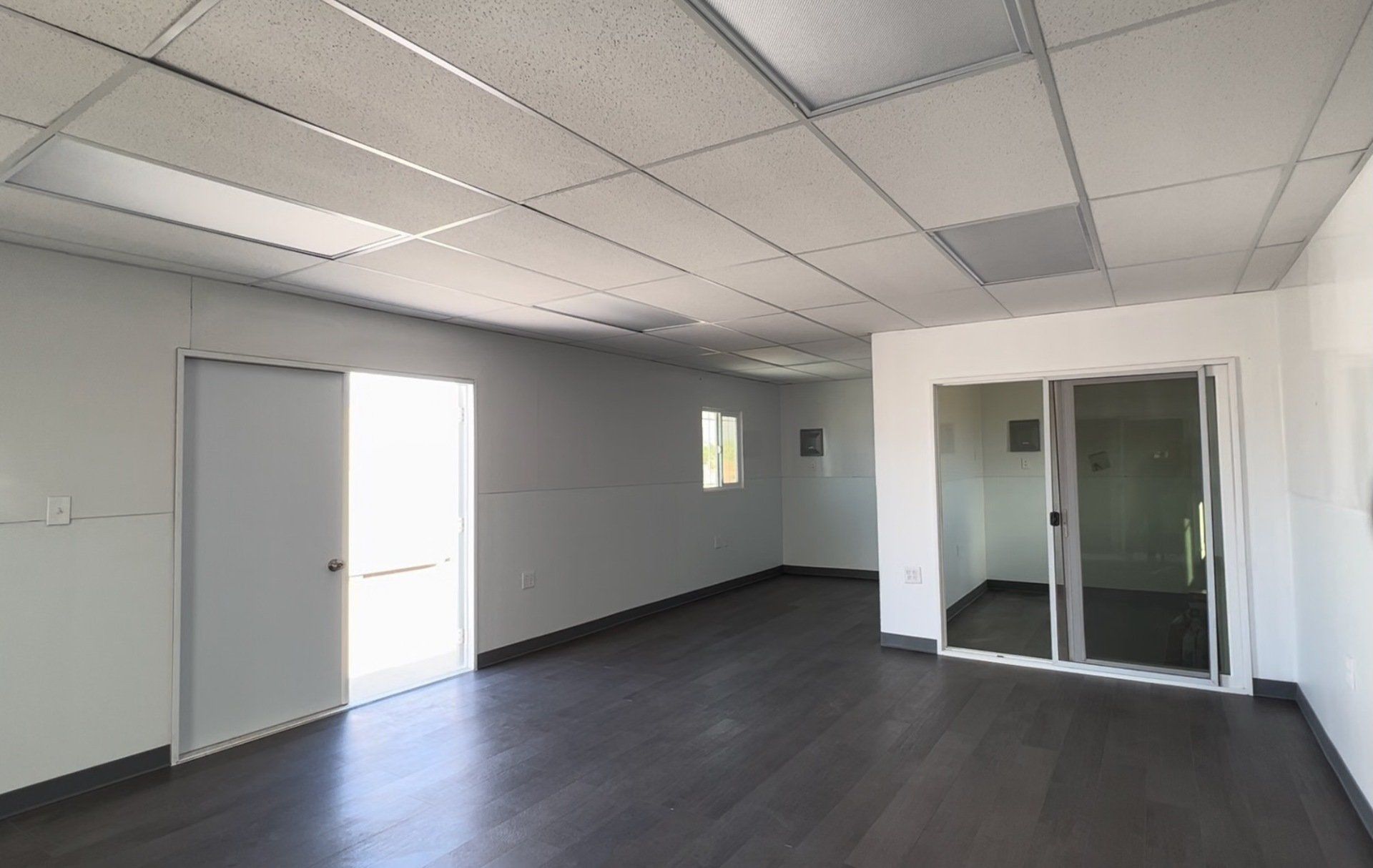 Custom and Multiple Wide interior office space with sliding door partition