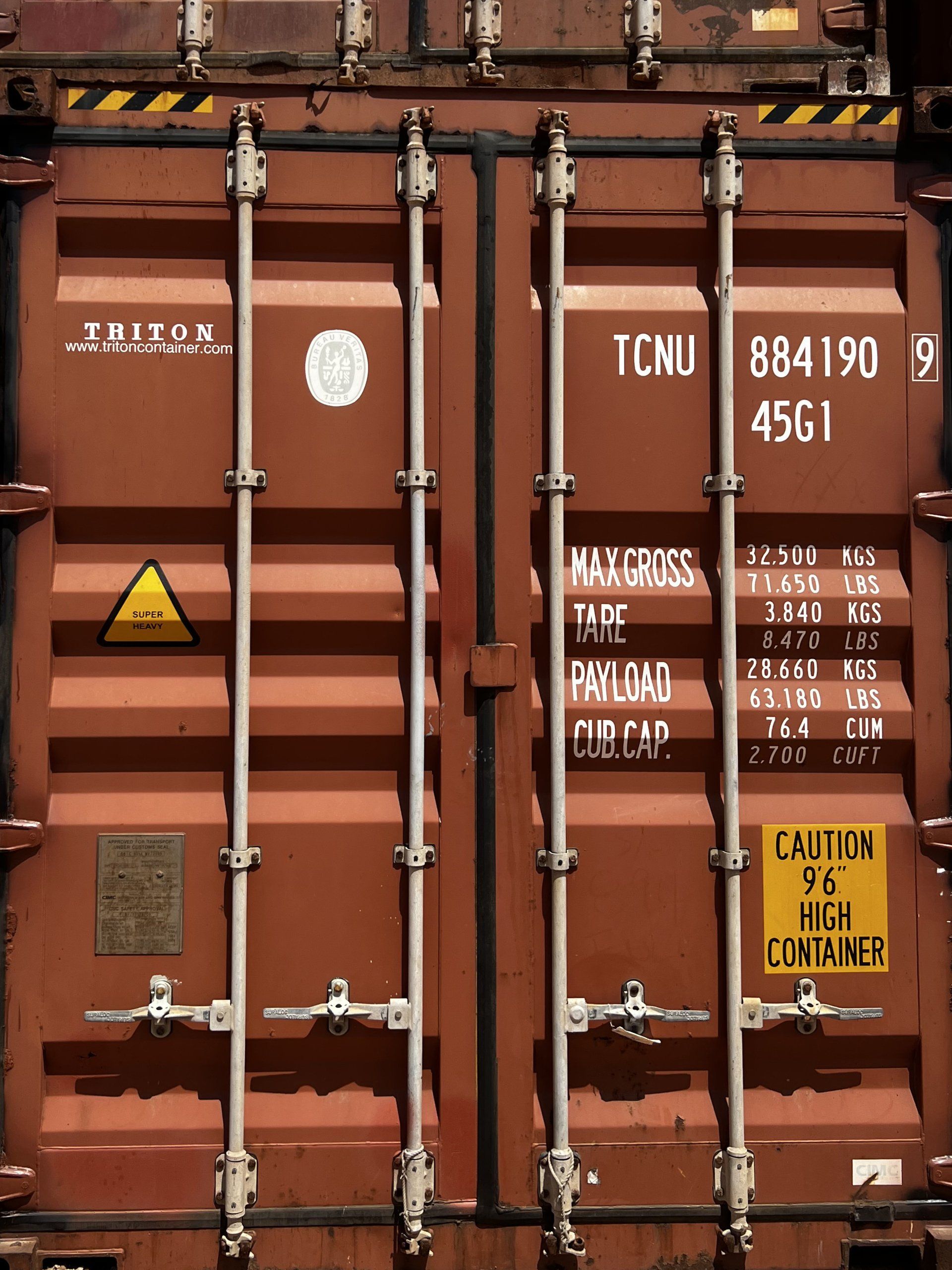 Used 40' High Cube Shipping Container (Premium Condition) doors