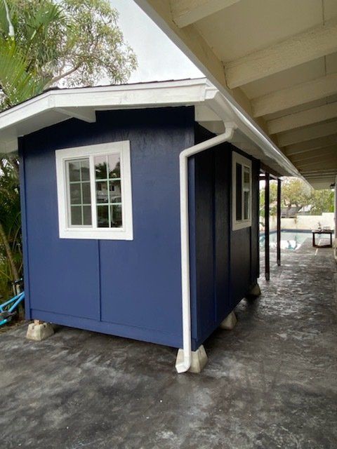Studio Shed with custom roofing and windows