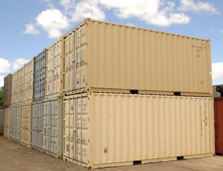 New (One Trip) 20' Standard Height Shipping Container exterior stacked