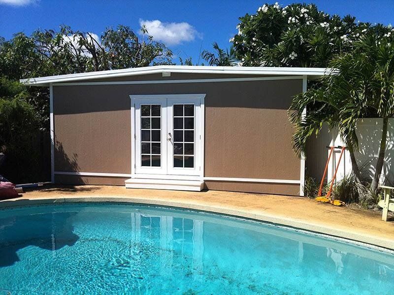 Studio shed with french doors and roof