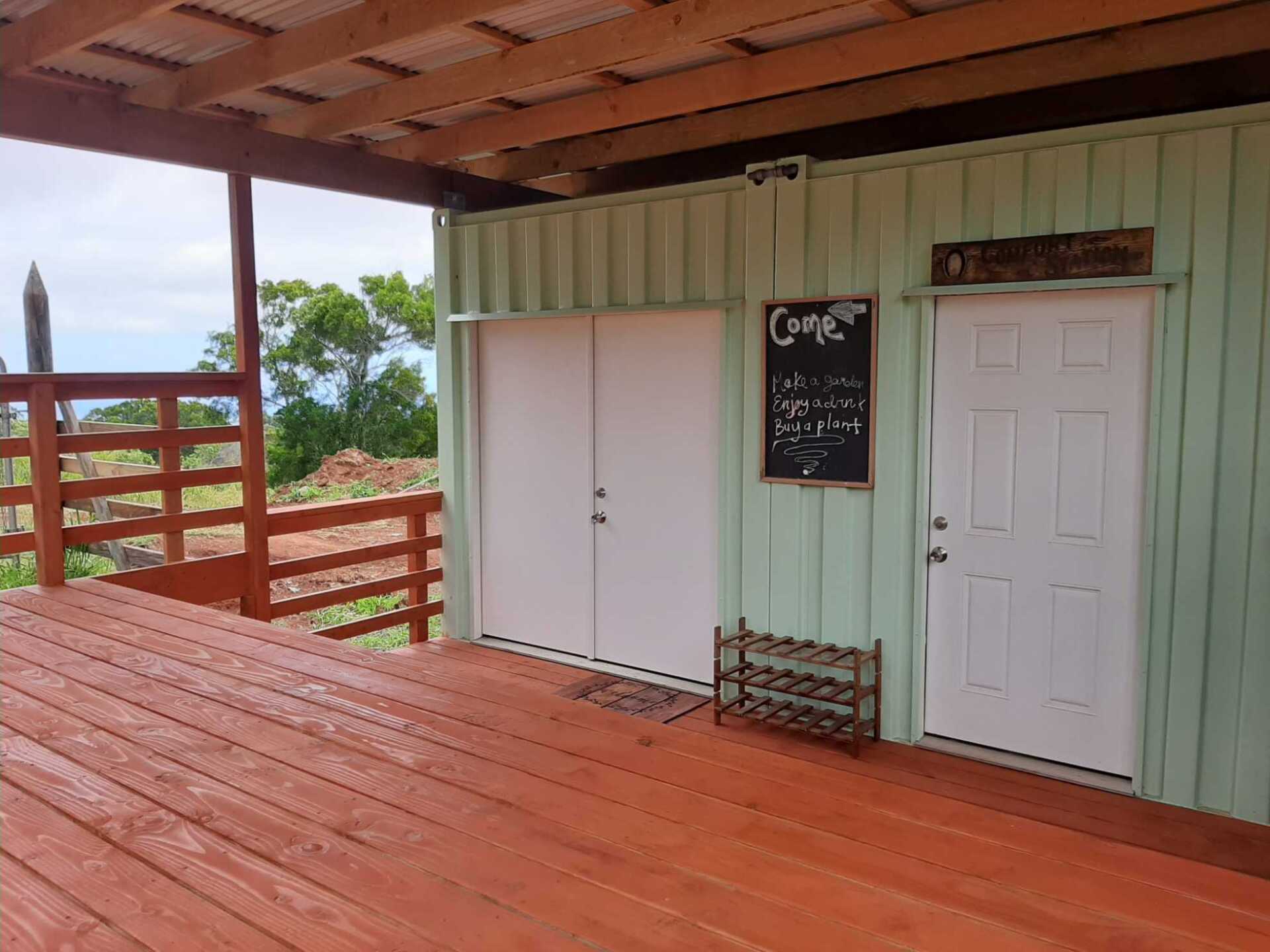Shipping container office on location