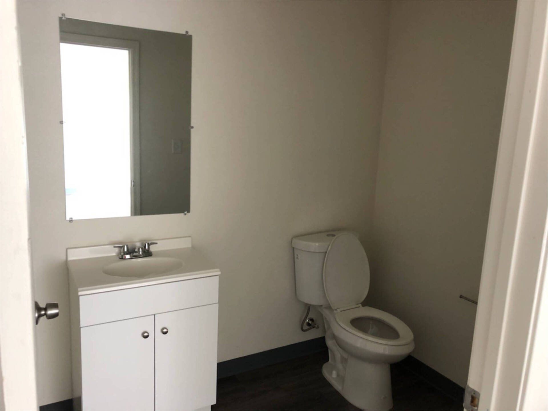 Interior bathroom of finished shipping container