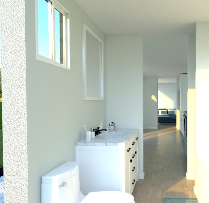 shipping container home  toilet