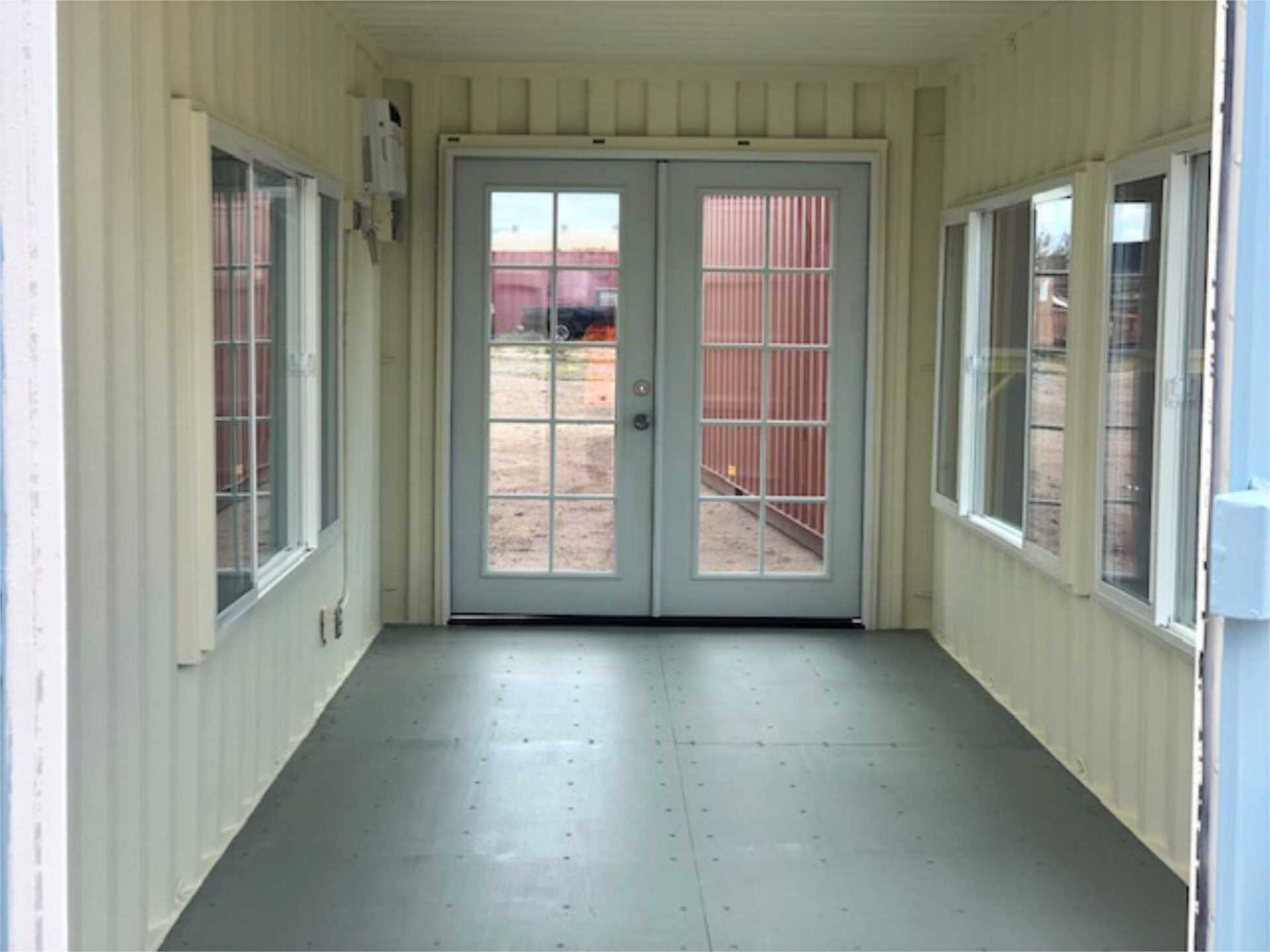 Interior of finished shipping container space